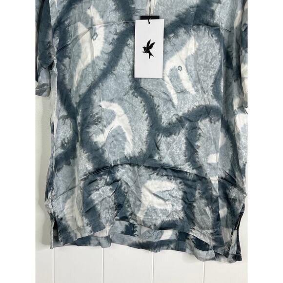 One Teaspoon Free People Reflection Hand Printed Satin Tee in Black Size SM NWT - Picture 5 of 10